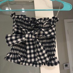 Navy gingham tube top